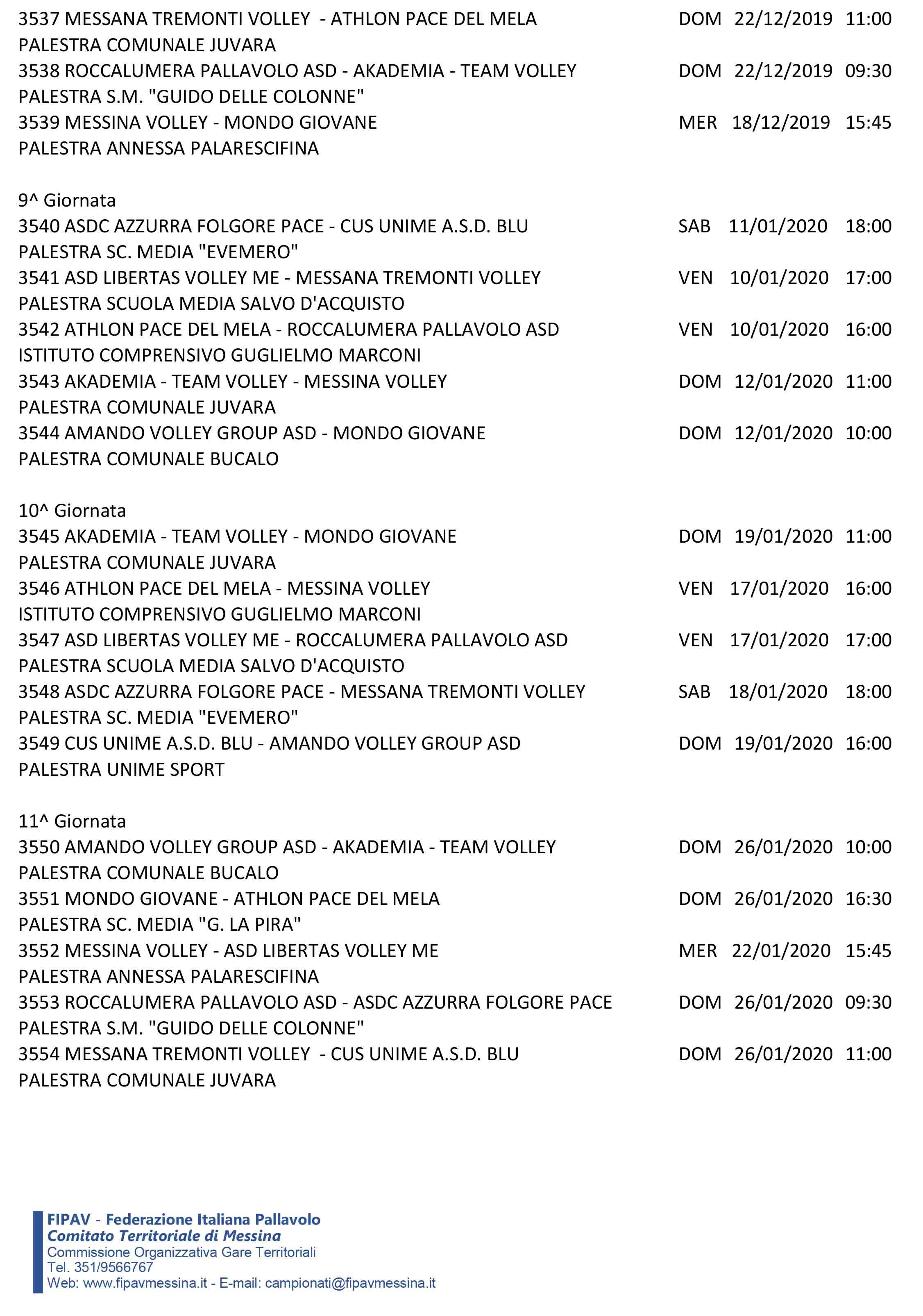 Calendario Definitivo Under 14FA-5