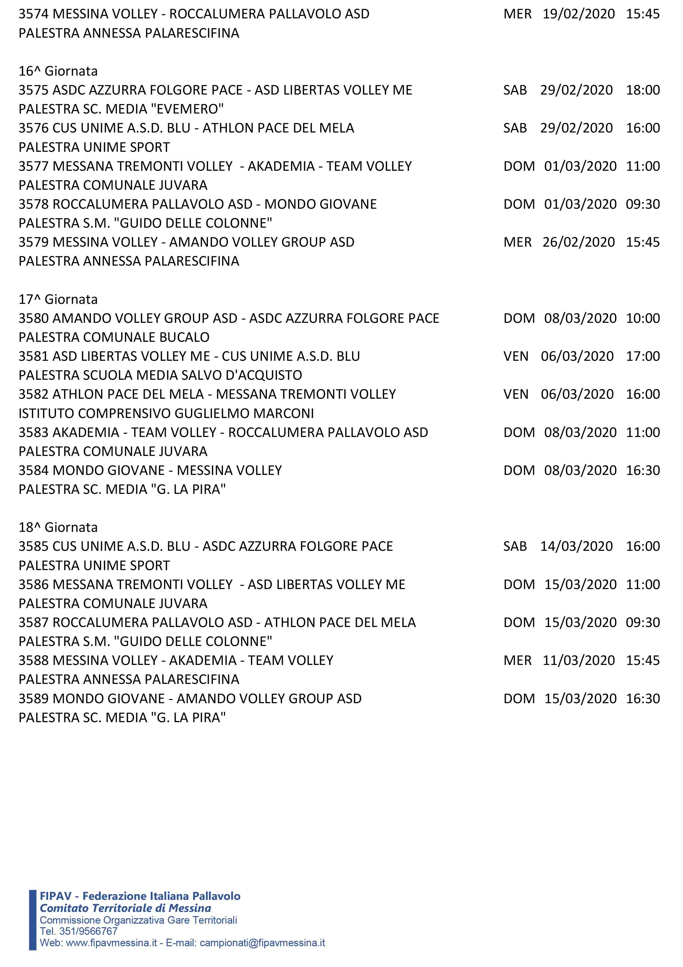 Calendario Definitivo Under 14FA-7